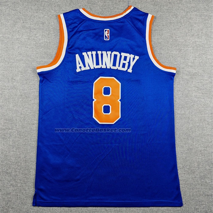 Maglia New York Knicks Og Anunoby No 8 Icon 2025-26 Blu